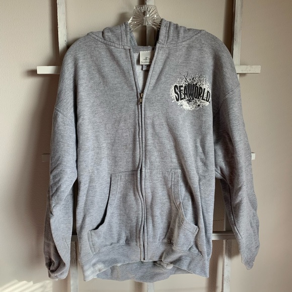 SeaWorld Other - Gray SeaWorld shark zip up hoodie size medium